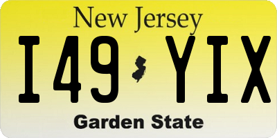 NJ license plate I49YIX