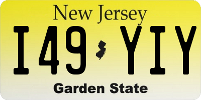 NJ license plate I49YIY