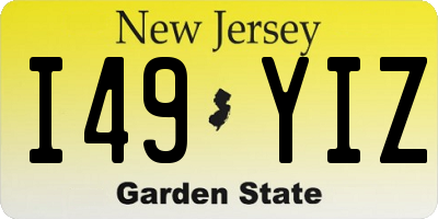 NJ license plate I49YIZ
