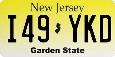 NJ license plate I49YKD