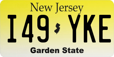 NJ license plate I49YKE