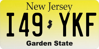 NJ license plate I49YKF