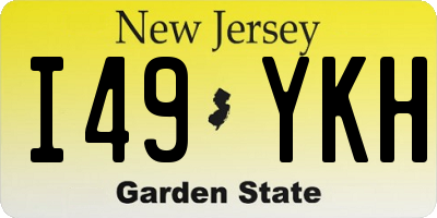 NJ license plate I49YKH