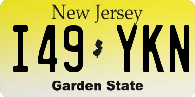 NJ license plate I49YKN