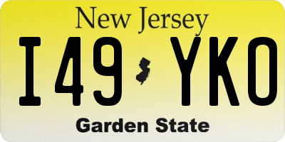 NJ license plate I49YKO