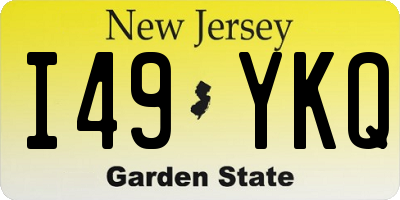 NJ license plate I49YKQ
