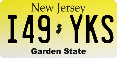 NJ license plate I49YKS