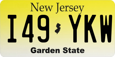 NJ license plate I49YKW