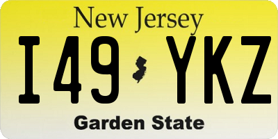 NJ license plate I49YKZ