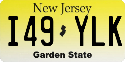 NJ license plate I49YLK