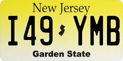 NJ license plate I49YMB