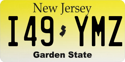 NJ license plate I49YMZ