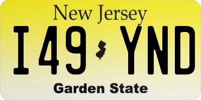 NJ license plate I49YND