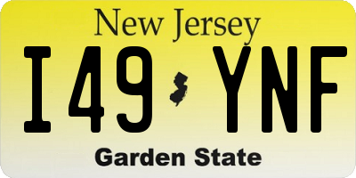 NJ license plate I49YNF