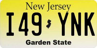 NJ license plate I49YNK