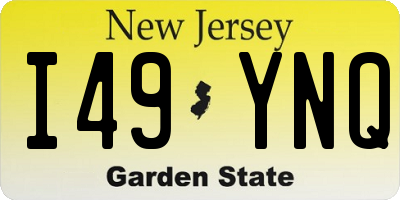 NJ license plate I49YNQ