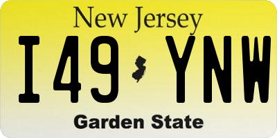 NJ license plate I49YNW