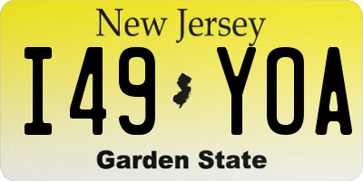 NJ license plate I49YOA