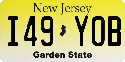 NJ license plate I49YOB