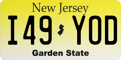 NJ license plate I49YOD
