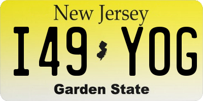 NJ license plate I49YOG