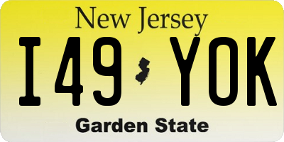 NJ license plate I49YOK