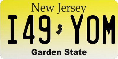 NJ license plate I49YOM