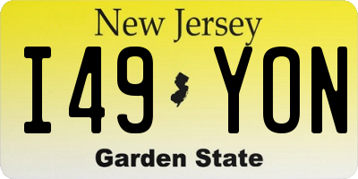 NJ license plate I49YON