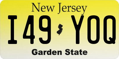 NJ license plate I49YOQ