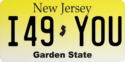 NJ license plate I49YOU