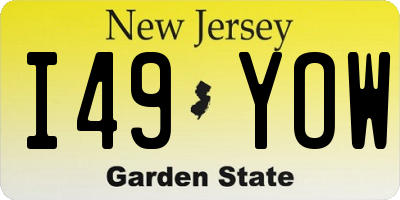 NJ license plate I49YOW