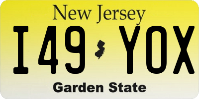 NJ license plate I49YOX