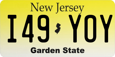 NJ license plate I49YOY