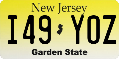 NJ license plate I49YOZ