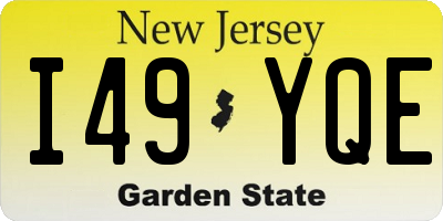 NJ license plate I49YQE