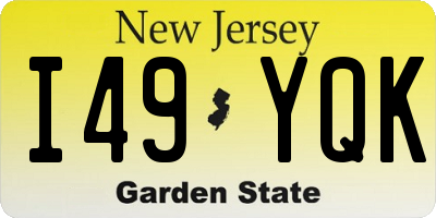 NJ license plate I49YQK