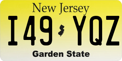 NJ license plate I49YQZ