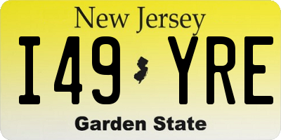 NJ license plate I49YRE