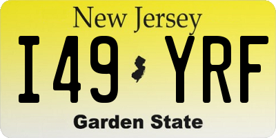 NJ license plate I49YRF