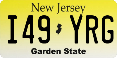 NJ license plate I49YRG
