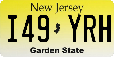 NJ license plate I49YRH