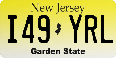 NJ license plate I49YRL