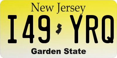 NJ license plate I49YRQ