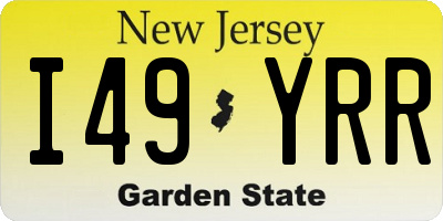 NJ license plate I49YRR