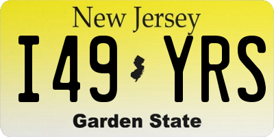 NJ license plate I49YRS