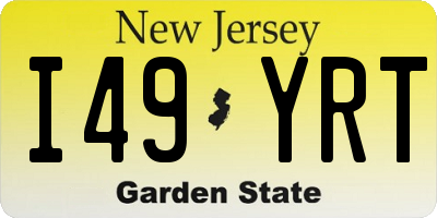 NJ license plate I49YRT