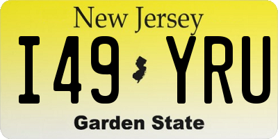 NJ license plate I49YRU
