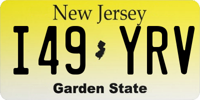NJ license plate I49YRV