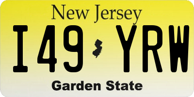 NJ license plate I49YRW