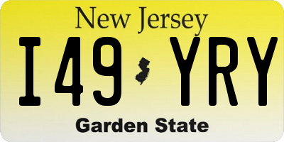 NJ license plate I49YRY